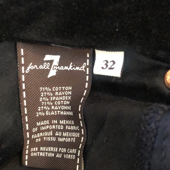 7 For All Mankind Black Velvet Flare Pants Size 32 - Picture 8 of 8